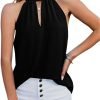 Womens Casual Sleeveless Shirts Halter Neck Leopard Print Tank Top and Blouses