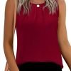 Women's Sleeveless Chiffon Tank Top Double Layers Keyhole Back Blouse Tunic S-XXL