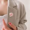 Elegant Rose Flower Brooch Pin for Women Men Wedding Party Gentleman's Essentials Handmade Crystal Pearl Fabric Flower Lapel Pin Dress Suit Accessories Boutonniere Ideas Gift Valentine's Day