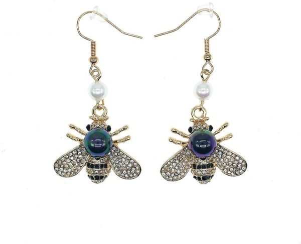 Honey Bee Brooches Crystal Insect Themed Bee Brooch Animal Fashion Shell Pearl Brooch Pin Gold Tone