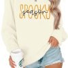 Embroidered Sweatshirt Women Halloween Sweatshirts Fall Lightweight Pullover Autumn Long Sleeve Top
