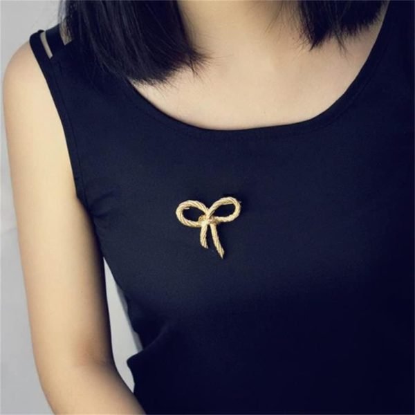 51DwscXtBEL._AC_SL1001 Elegant Gold Color Bow Tie Brooch Lapel Pin For Women Simple Dress Coat Cardigan Wedding Jewelry Gifts