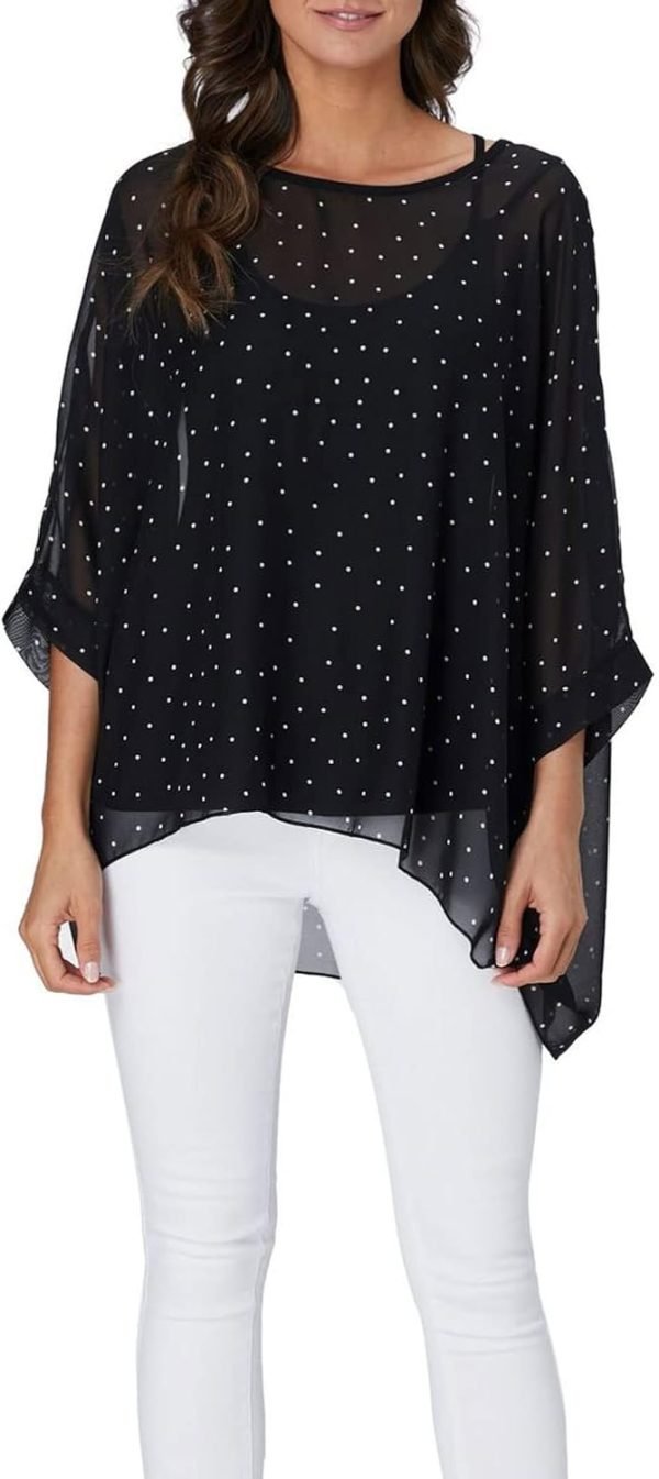 Women Chiffon Blouse Floral Batwing Sleeve Beach Cover Loose Tunic Shirt Tops
