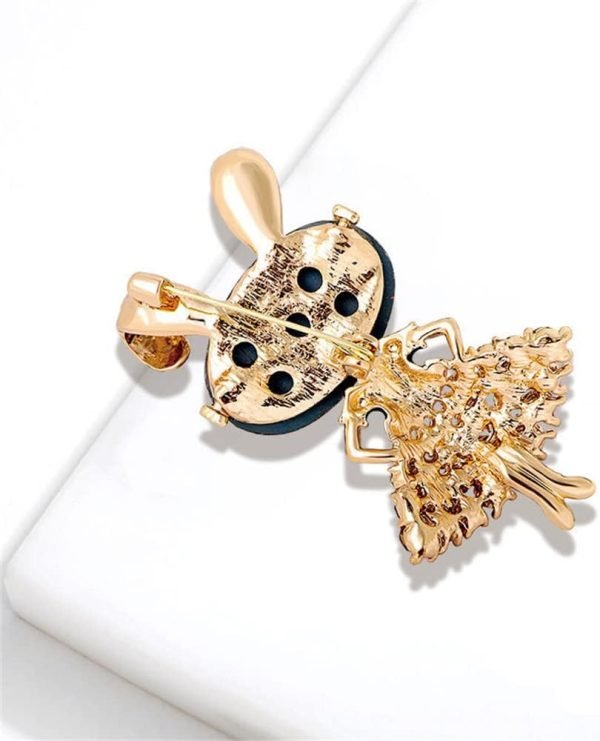 Rhinestone Lady Rabbit Brooch Pin for Women Girls Fashion Crystal Bunny Animal Brooches Lapel Pins Dainty Cute Christmas Graduation Honors Day Easter Jewelry Gift for Daughter Teacher Students