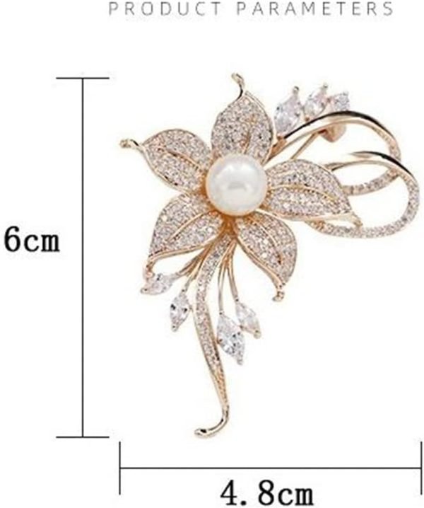 Rhinestone Pearl Flower Brooch Femininity Brooch Art Brooch Flower Brooch Pin Sweater Accessories for Women, Girls, Ladies