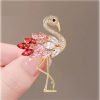 Flamingos Wild Animal Brooch Lapel Pin Women's Rhinestone Crystal Graceful Enamel Bird Brooch Brooch Pin for Women Girls Fashion Dress Hat Bag Suit Tie Wedding Accessories Jewelry Gift for Women Girls