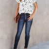 Women's Casual V Neck Alicia Floral Print Smocked Short Sleeve Chiffon Blouses Bohemian Top Shirts