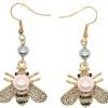 Honey Bee Brooches Crystal Insect Themed Bee Brooch Animal Fashion Shell Pearl Brooch Pin Gold Tone