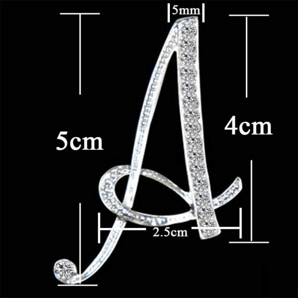 Letter Brooch Pins Initial Rhinestone Brooch for Women Crafts Silvery A-Z