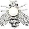 Honey Bee Brooches Crystal Insect Themed Bee Brooch Animal Fashion Shell Pearl Brooch Pin Gold Tone