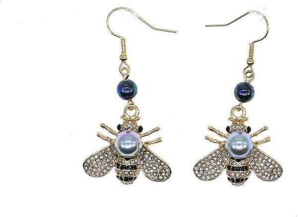 Honey Bee Brooches Crystal Insect Themed Bee Brooch Animal Fashion Shell Pearl Brooch Pin Gold Tone