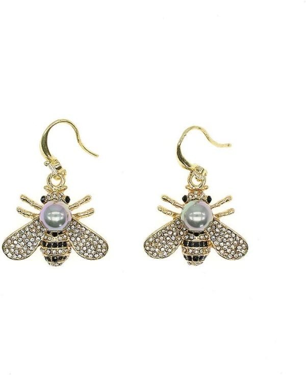 Honey Bee Brooches Crystal Insect Themed Bee Brooch Animal Fashion Shell Pearl Brooch Pin Gold Tone