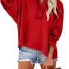 Hoodies for Women 2024 Fashion Fall V Neck Button Down Long Sleeve Hooded Sweatshirts Tops