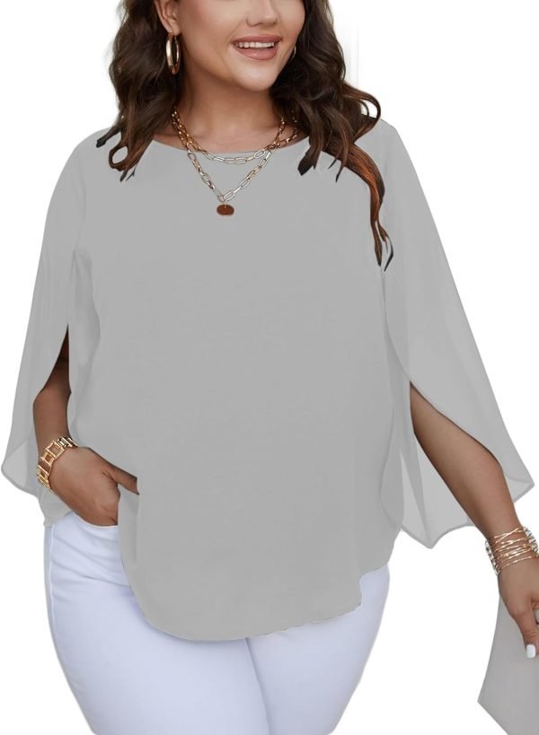 61-Hfxxp_L._AC_SL1500 Women Summer Batwing Sleeve Chiffon Tunic Tops Dressy Scoop Neck Casual Loose Flowy Shirts