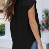 Women's V Neck Short Sleeve Button Down Shirts Casual Chiffon Blouses Tops