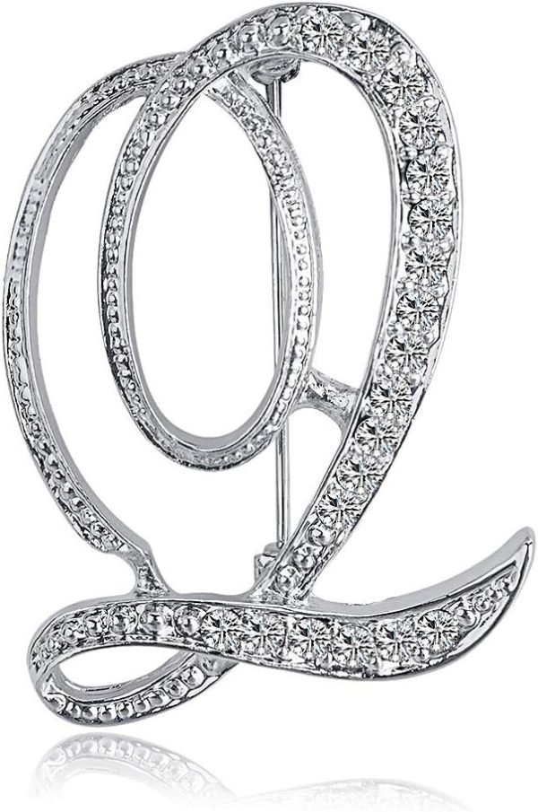 Letter Brooch Pins Initial Rhinestone Brooch for Women Crafts Silvery A-Z