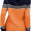 Women Autumn Winter Colorblock Pullover Sweaters Round Neck Striped Slim Fitting Knitwear Tops
