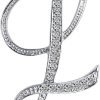 Letter Brooch Pins Initial Rhinestone Brooch for Women Crafts Silvery A-Z