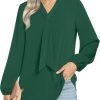 Women's Fall Long Sleeve Chiffon Blouse Winter V-Neck Tunic Tops Business Shirt