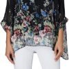 Women Chiffon Blouse Floral Batwing Sleeve Beach Cover Loose Tunic Shirt Tops