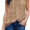 Womens Casual Sleeveless Shirts Halter Neck Leopard Print Tank Top and Blouses