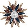 Austrain Crystal Geometry Flower Brooch Pins with Simulated Pearl Bouquet Jewelry Accessories for Women