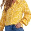 615MKhi4eGL._AC Women's Casual V Neck Allover Floral Print Long Sleeve Chiffon Button Down Blouses Bohemian Top Shirts