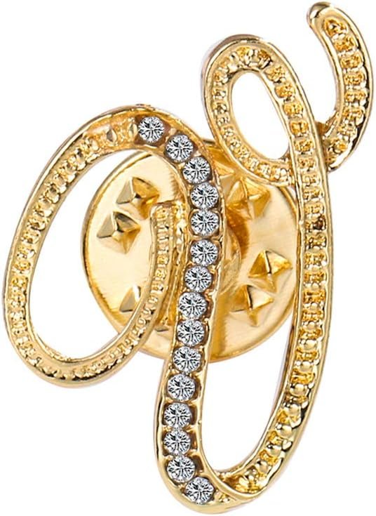 Initial Letter Brooch Pin Small Lapel Pin Tie Tack Name Personalized Gifts for Women Men Gold A-Z