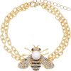 Honey Bee Brooches Crystal Insect Themed Bee Brooch Animal Fashion Shell Pearl Brooch Pin Gold Tone