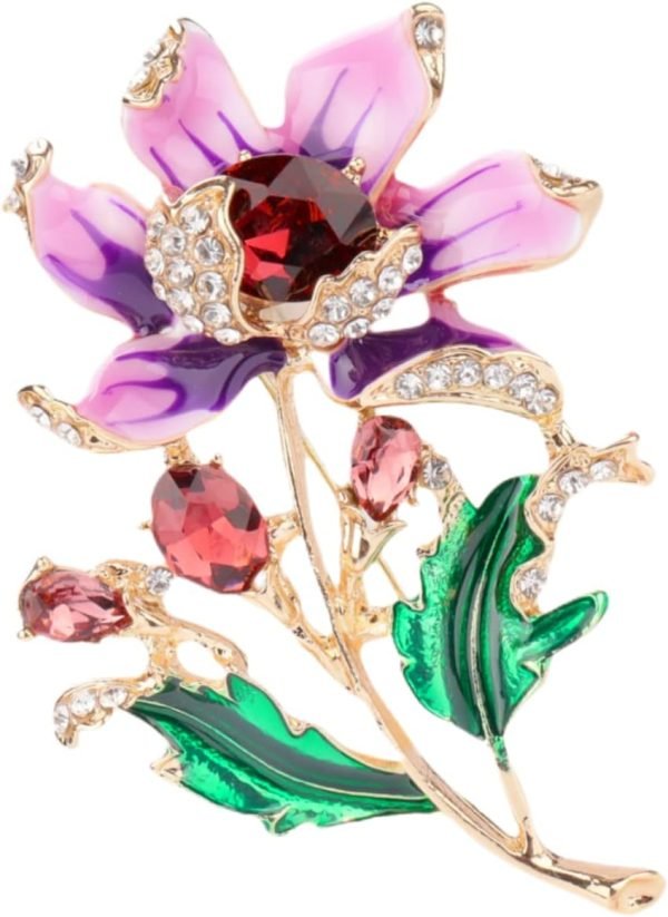 Lavender flower brooch crystal rhinestone tulip brooch elegant accessories jewelry women brooches and pins fashion jewelry wedding flowers lapel pin