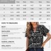 Women's Casual V Neck Floral Print Smocked Short Sleeve Chiffon Blouses Bohemian Top Shirts