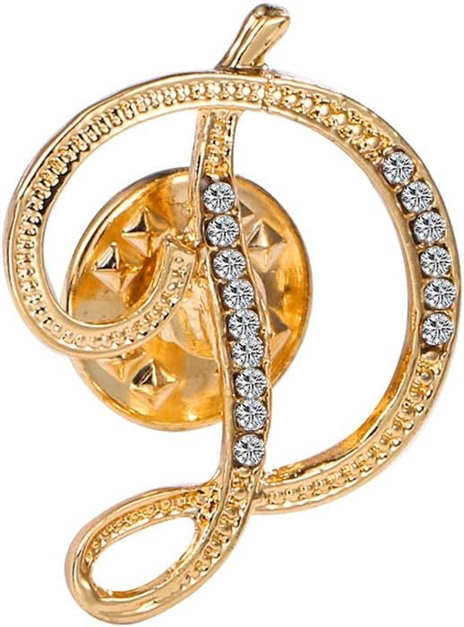 Initial Letter Brooch Pin Small Lapel Pin Tie Tack Name Personalized Gifts for Women Men Gold A-Z