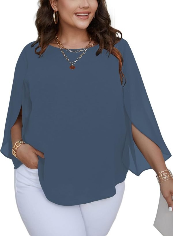 6188_SrsH4L._AC_SL1500 Women Summer Batwing Sleeve Chiffon Tunic Tops Dressy Scoop Neck Casual Loose Flowy Shirts