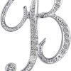 Letter Brooch Pins Initial Rhinestone Brooch for Women Crafts Silvery A-Z