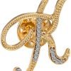 Initial Letter Brooch Pin Small Lapel Pin Tie Tack Name Personalized Gifts for Women Men Gold A-Z