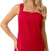 Blouse Tank Tops for Women Casual Summer Square Neck Chiffon Blouse Loose Flowy Sleeveless Tunic Shirts