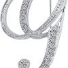 Letter Brooch Pins Initial Rhinestone Brooch for Women Crafts Silvery A-Z