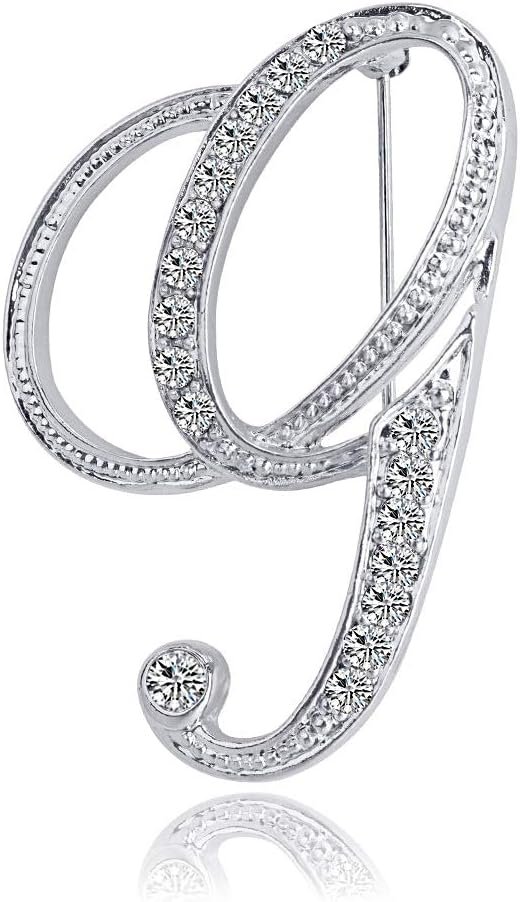 Letter Brooch Pins Initial Rhinestone Brooch for Women Crafts Silvery A-Z