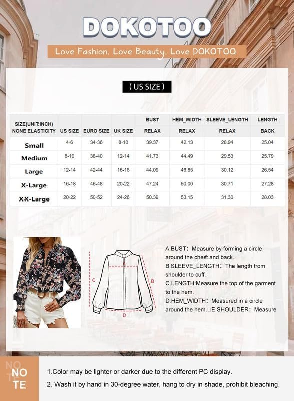 61Ad1pYN-CL._AC Women's Casual V Neck Allover Floral Print Long Sleeve Chiffon Button Down Blouses Bohemian Top Shirts