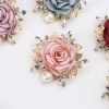 Elegant Rose Flower Brooch Pin for Women Men Wedding Party Gentleman's Essentials Handmade Crystal Pearl Fabric Flower Lapel Pin Dress Suit Accessories Boutonniere Ideas Gift Valentine's Day