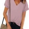 Women V Neck Chiffon Blouse Short Sleeve Summer Casual Loose Shirt Tops