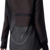 61CZs0OIvPL._AC_SL1500 Women's Sheer Mesh Button Up Shirt Long Sleeve See Through Blouse