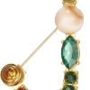 Crystal Pearl Initial Brooch Gold Plated Enamel Colorful Letter Alphabet Breastpin Pin for GIFTS