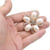 Lot 9pcs Rose Gold-Tone Rhinestone brooches, Big Pearl Crystal Wedding Bouquet kit Set