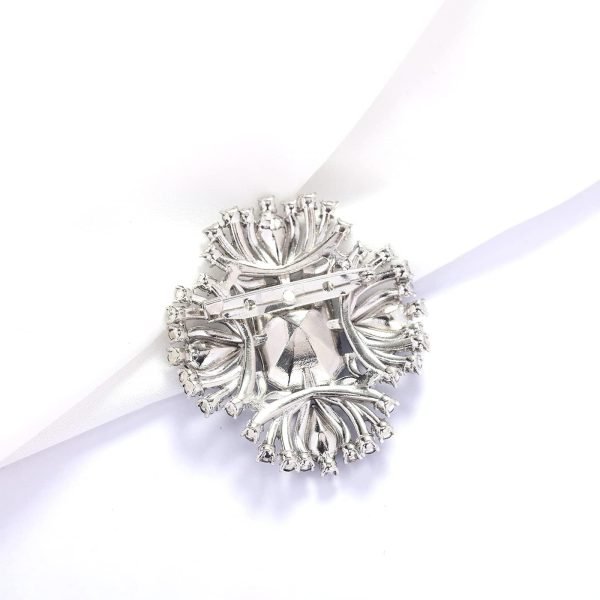 Vintage Austrian Crystal Rhinestone Cross Flowers Shaped Brooch Pin Elegant Jewelry For Women Girls