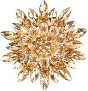 Colorful Rhinestone Crystal Sunflower Brooch Pin for Women Dress Hat Decoration