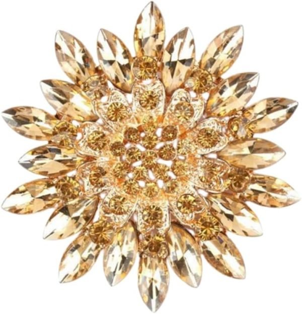 61E6FFoQZLL._AC_SL1000 Colorful Rhinestone Crystal Sunflower Brooch Pin for Women Dress Hat Decoration