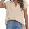 61E7ebndI-L._AC_SL1500 Women White Button Down Shirt Dressy Casual Work Tops Chiffon Blouse Summer Short Sleeve Shirts