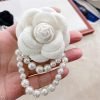 Fabric Camellia Flower Brooch Pins Pearl Tassel Corsage Jewelry Brooches for Women Shirt Collar Clothing Accessories Party Wedding Gifts