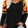 Plus Size T Shirt for Women Long Sleeve Raglan Tops Tee Shirts Color Block Top Leopard Plaid Print XL-5XL 14W-28W